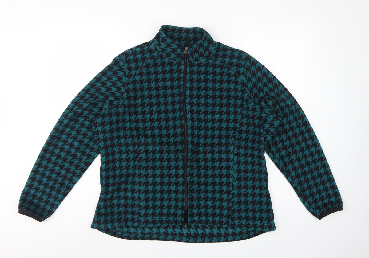 Marks & Spencer Women Green Herringbone Fleece Full Zip Jacket UK 20