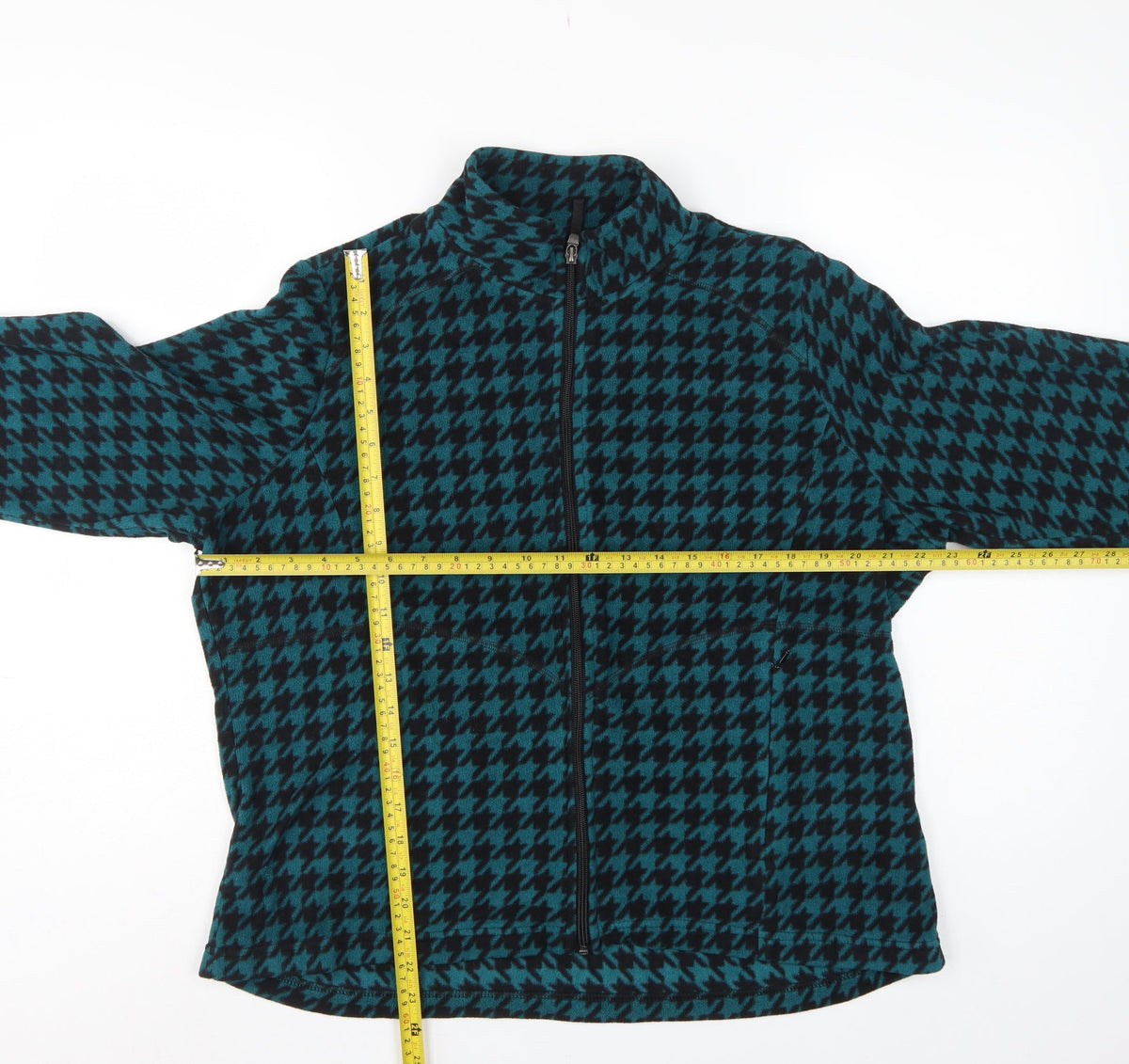 Marks & Spencer Women Green Herringbone Fleece Full Zip Jacket UK 20
