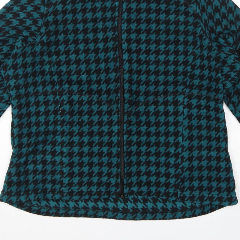 Marks & Spencer Women Green Herringbone Fleece Full Zip Jacket UK 20
