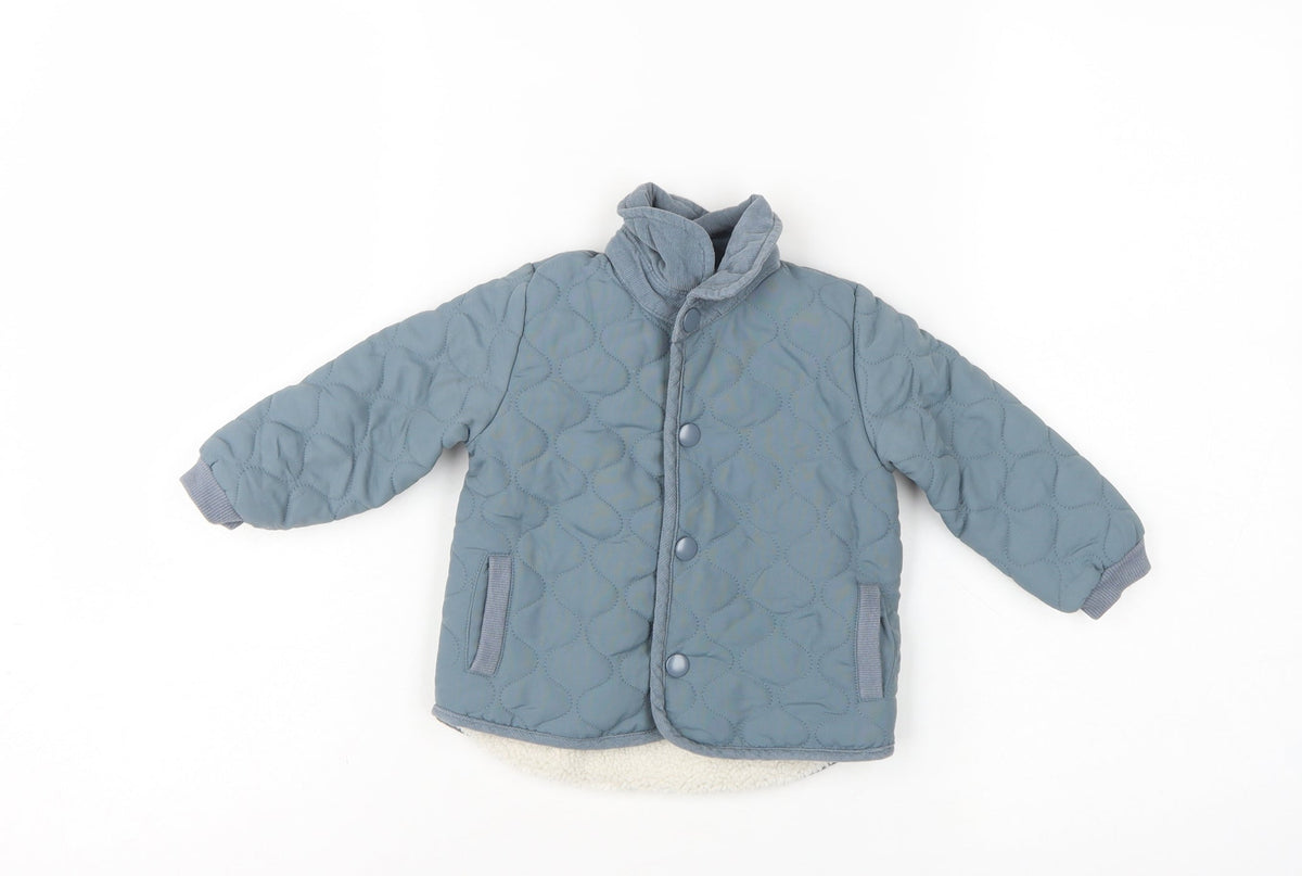 Mamas & Papas Unisex Baby Blue 9-12 Months Quilted Fleece Lined Jacket