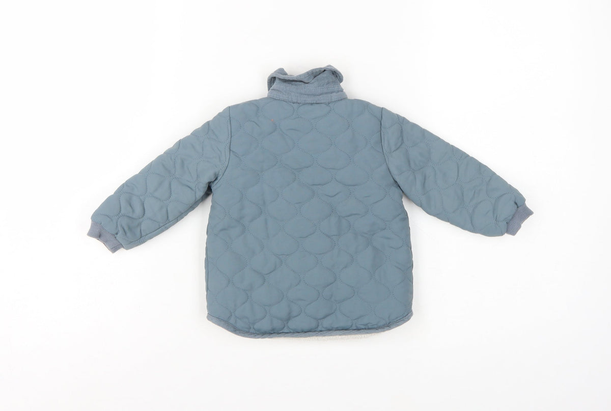 Mamas & Papas Unisex Baby Blue 9-12 Months Quilted Fleece Lined Jacket