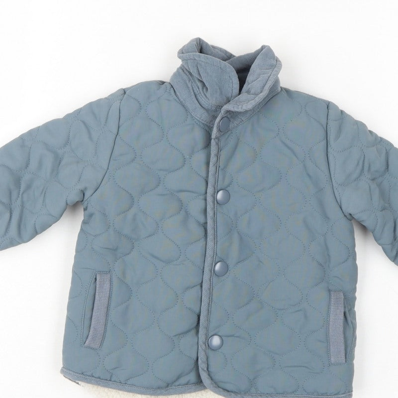 Mamas & Papas Unisex Baby Blue 9-12 Months Quilted Fleece Lined Jacket
