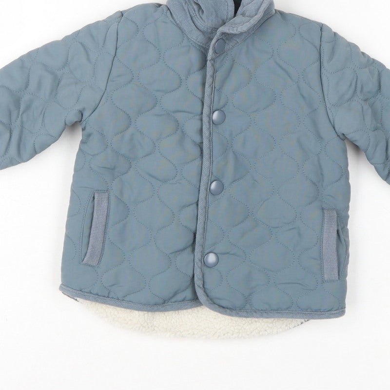 Mamas & Papas Unisex Baby Blue 9-12 Months Quilted Fleece Lined Jacket