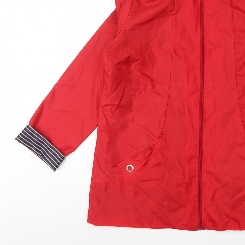 Anne de Lancay Women's Red M Hooded Long Rain Coat Jacket