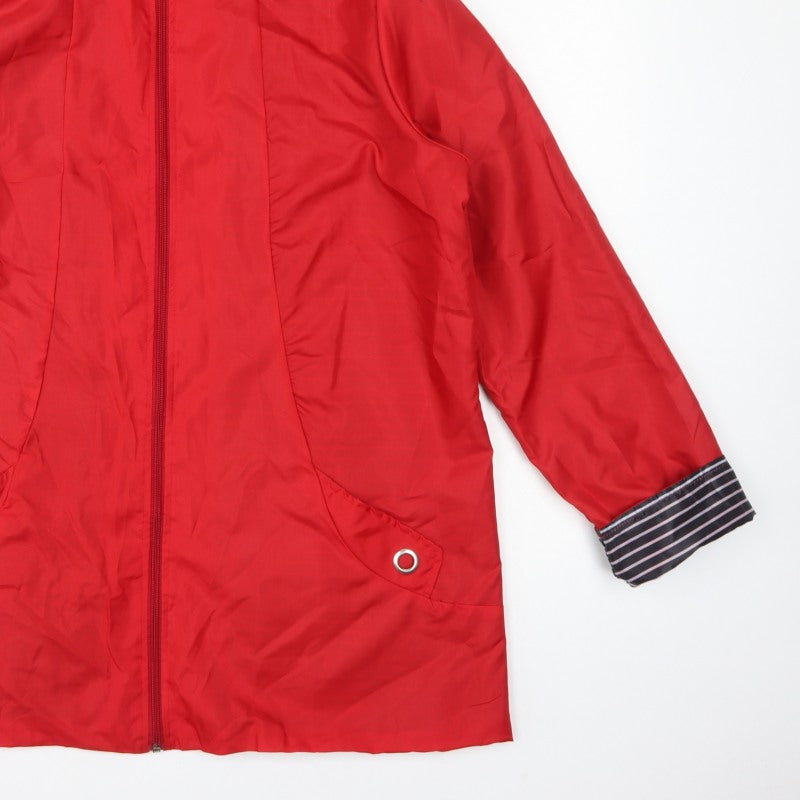 Anne de Lancay Women's Red M Hooded Long Rain Coat Jacket