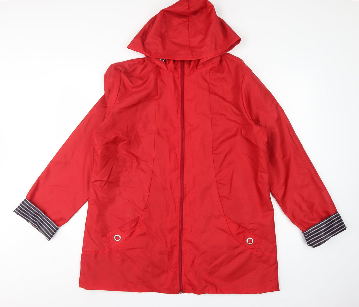 Anne de Lancay Women's Red M Hooded Long Rain Coat Jacket