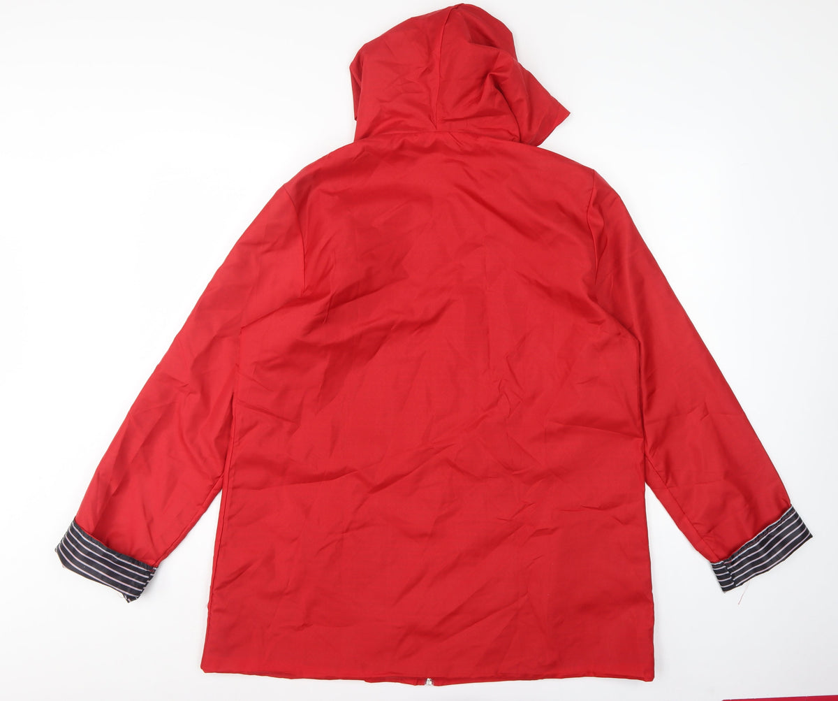 Anne de Lancay Women's Red M Hooded Long Rain Coat Jacket