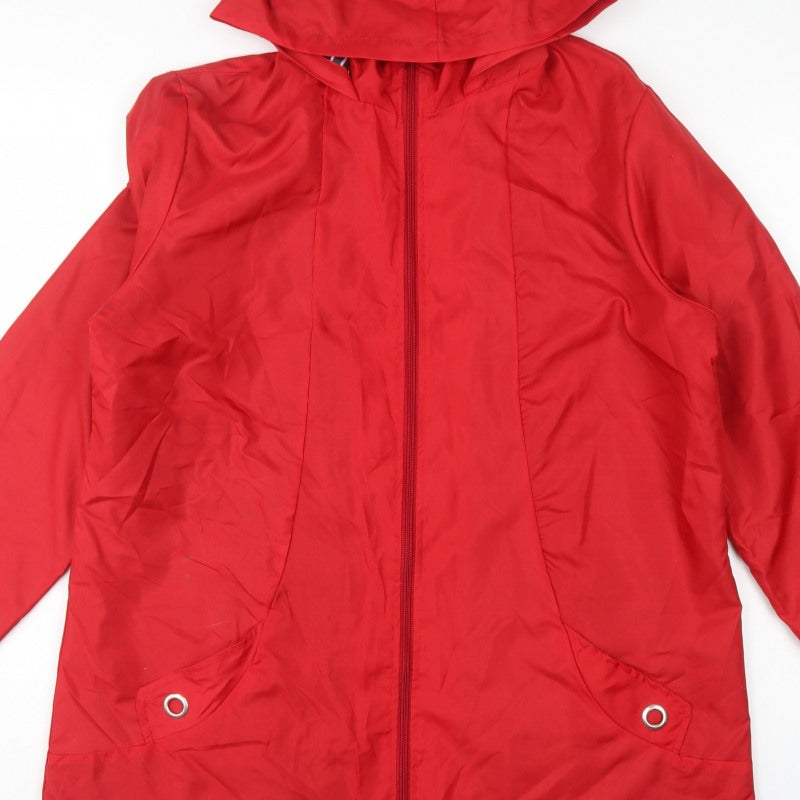 Anne de Lancay Women's Red M Hooded Long Rain Coat Jacket
