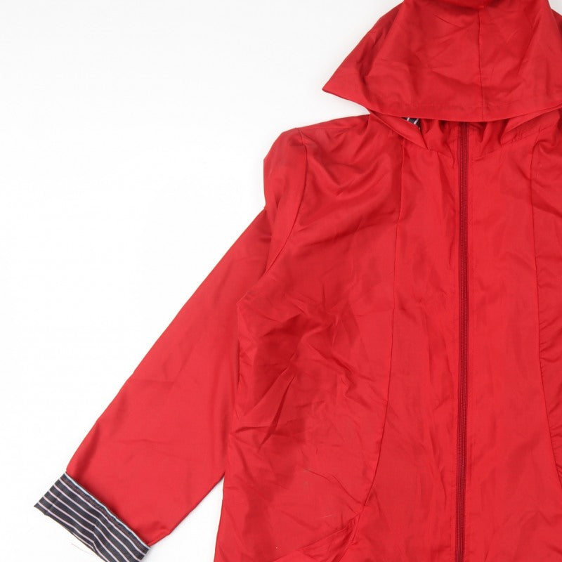 Anne de Lancay Women's Red M Hooded Long Rain Coat Jacket