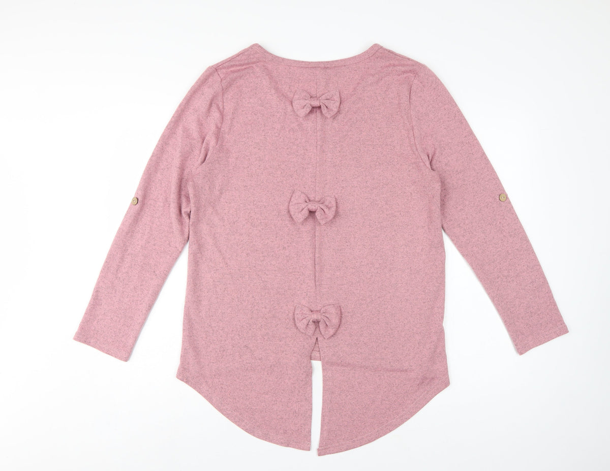 Roman Women Pink Size 16 Tunic Blouse Long Sleeve Bow Back Stretch