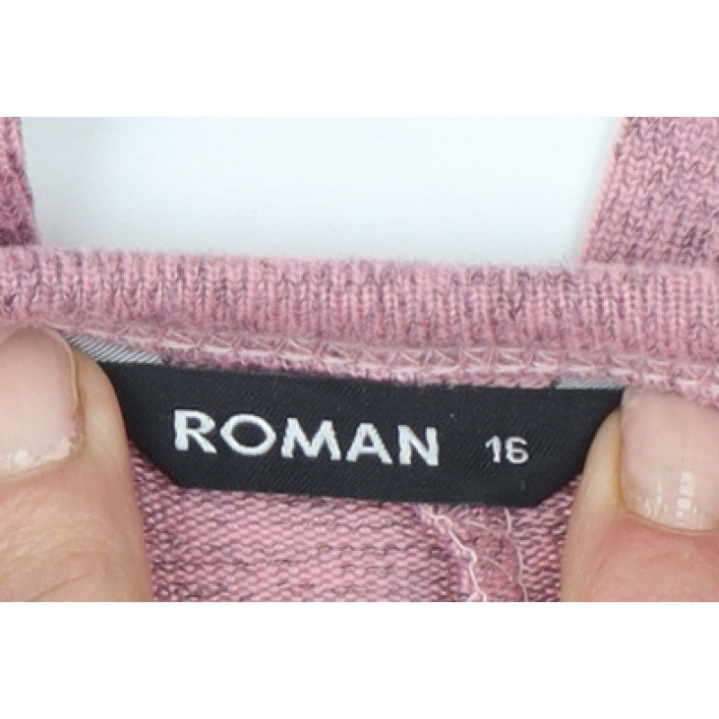 Roman Women Pink Size 16 Tunic Blouse Long Sleeve Bow Back Stretch