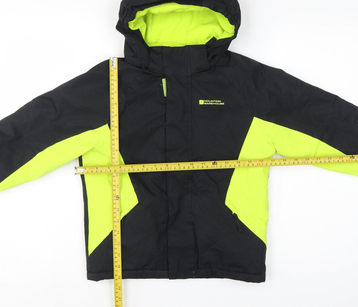 Mountain Warehouse Boys Black Green 7-8 Years Ski Jacket Hooded