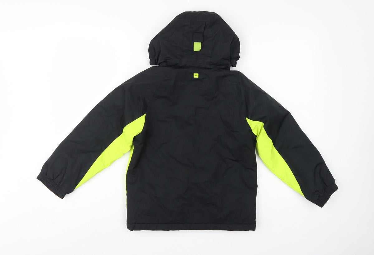 Mountain Warehouse Boys Black Green 7-8 Years Ski Jacket Hooded