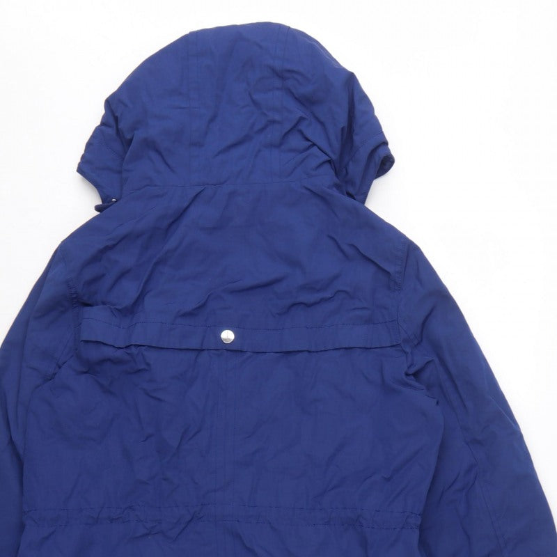 M&Co Women’s Blue Size 14 Long Hooded Parka Coat Drawstring