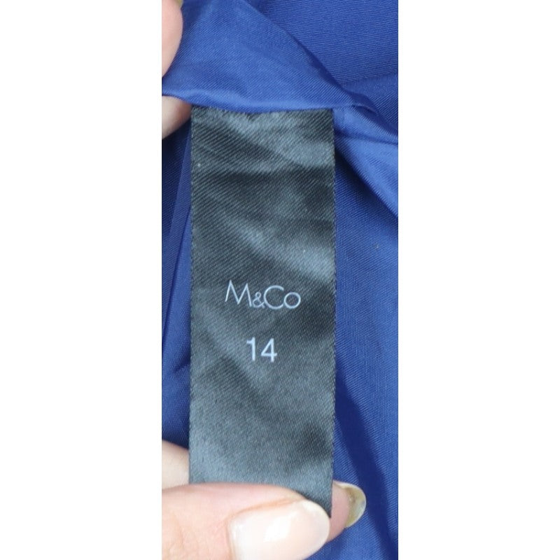 M&Co Women’s Blue Size 14 Long Hooded Parka Coat Drawstring