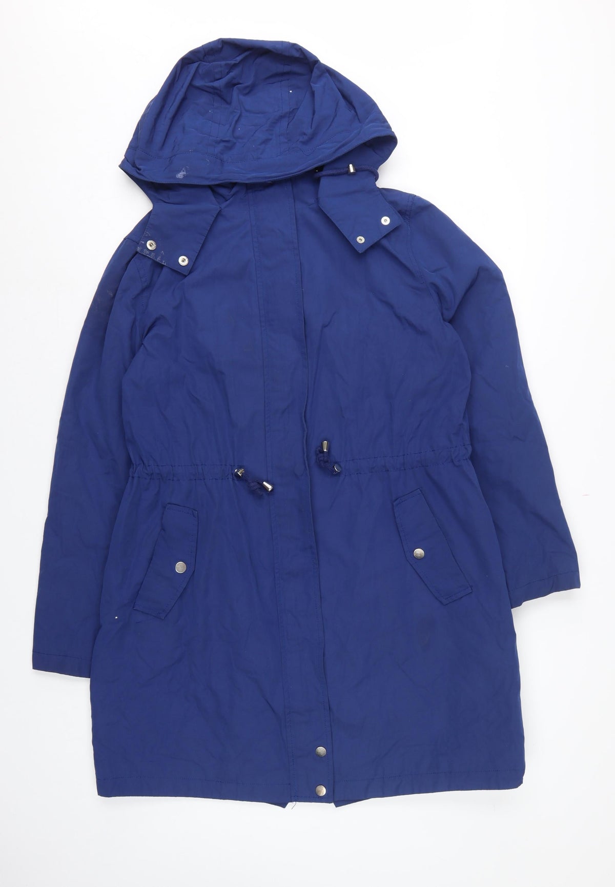 M&Co Women’s Blue Size 14 Long Hooded Parka Coat Drawstring