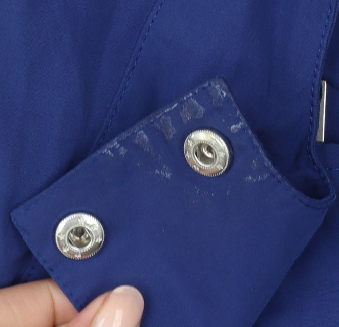 M&Co Women’s Blue Size 14 Long Hooded Parka Coat Drawstring