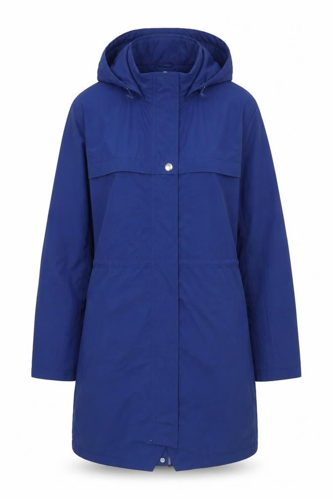M&Co Women’s Blue Size 14 Long Hooded Parka Coat Drawstring