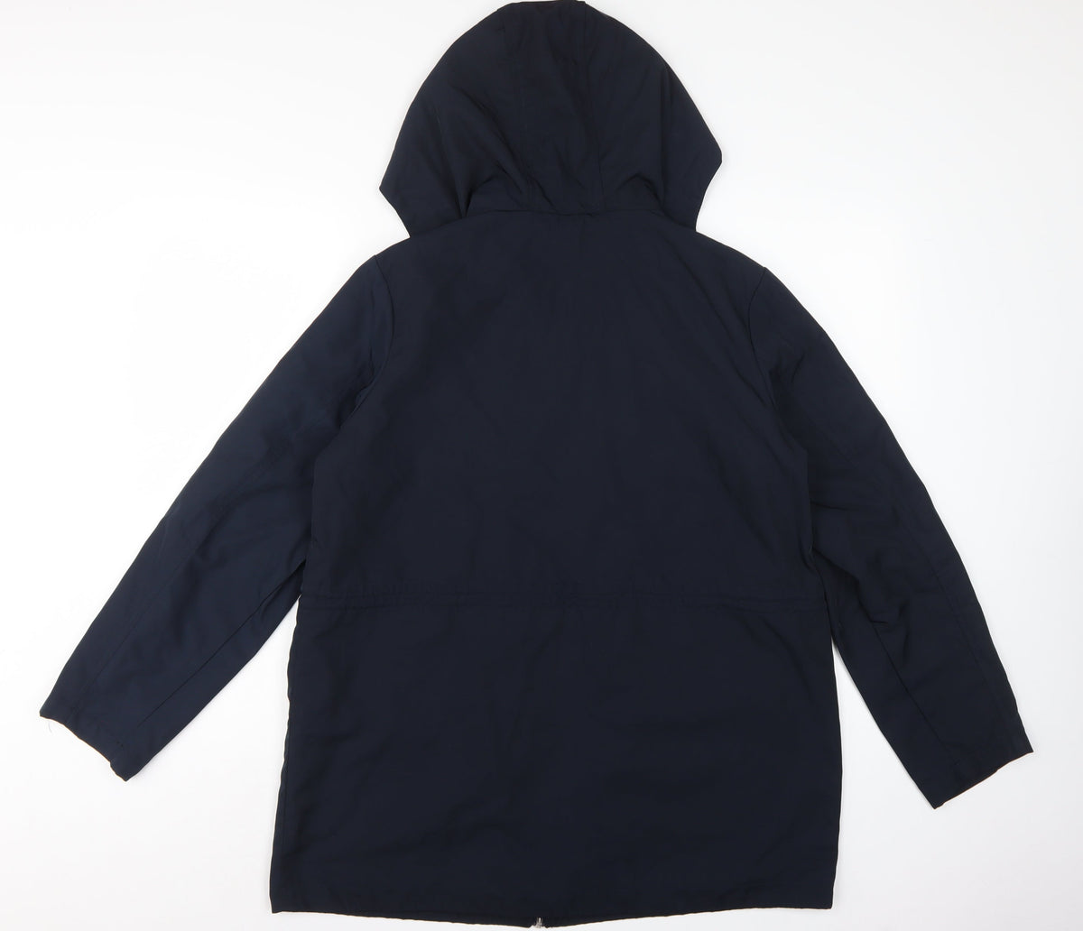 Evans Women Blue UK 16 Hooded Parka Mid-Length Zip Coat