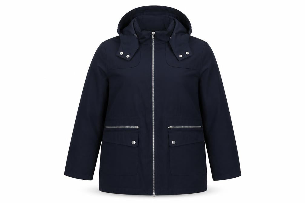 Evans Women Blue UK 16 Hooded Parka Mid-Length Zip Coat