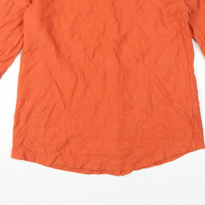 Weird Fish Women Orange Size 12 Organic Cotton Button Back Jersey Top