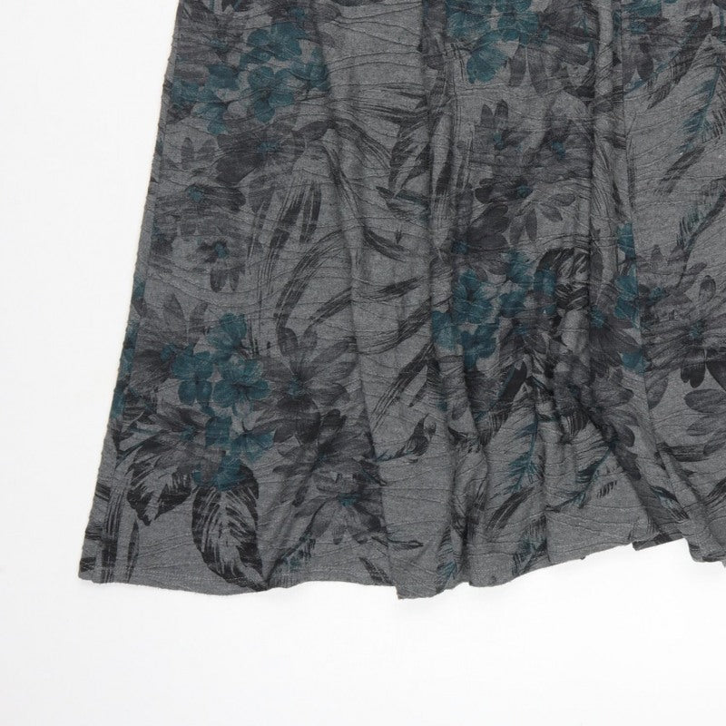 Bonmarché Women Grey Floral A-Line Knee Length Skirt UK 18