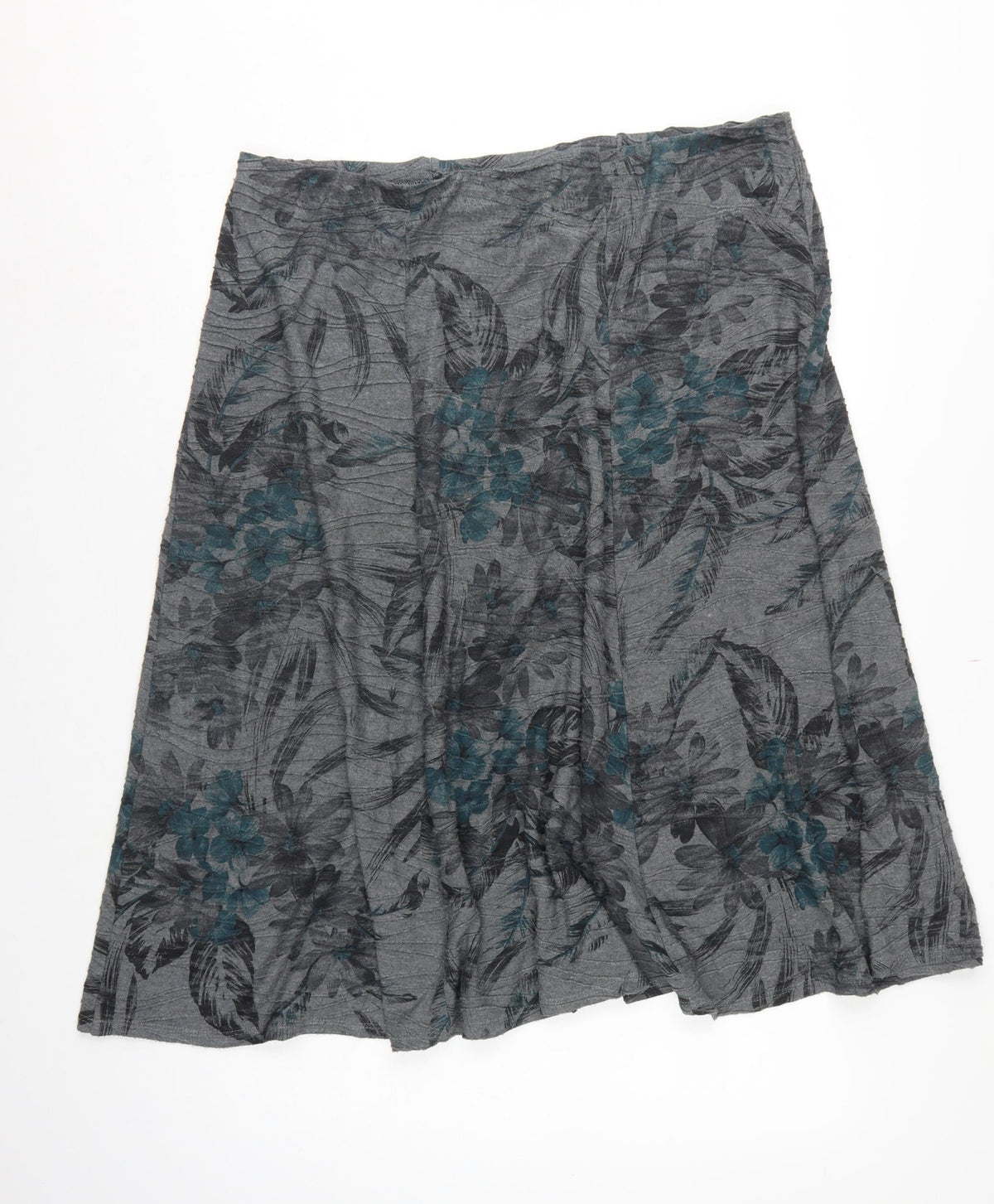 Bonmarché Women Grey Floral A-Line Knee Length Skirt UK 18