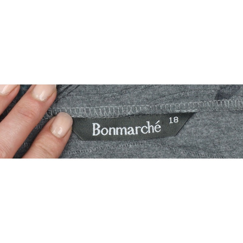 Bonmarché Women Grey Floral A-Line Knee Length Skirt UK 18