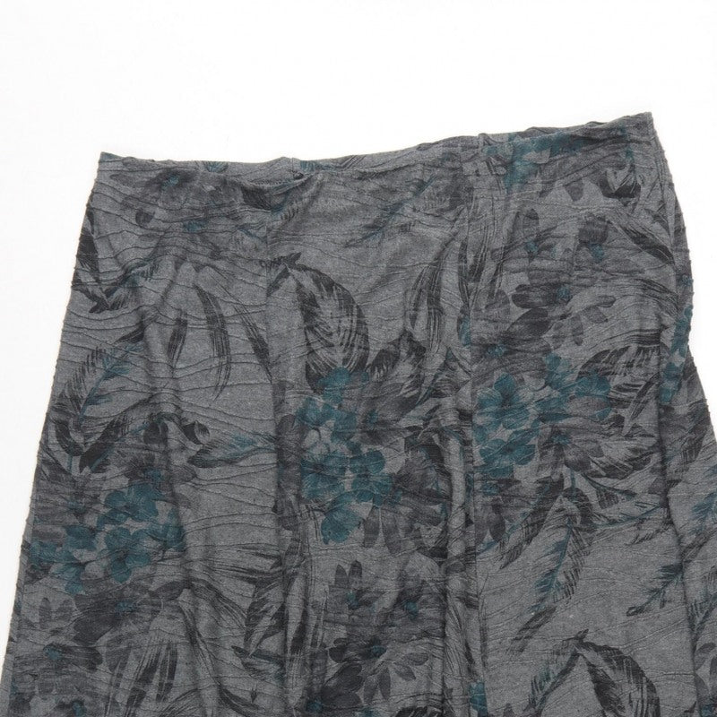 Bonmarché Women Grey Floral A-Line Knee Length Skirt UK 18