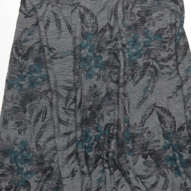 Bonmarché Women Grey Floral A-Line Knee Length Skirt UK 18