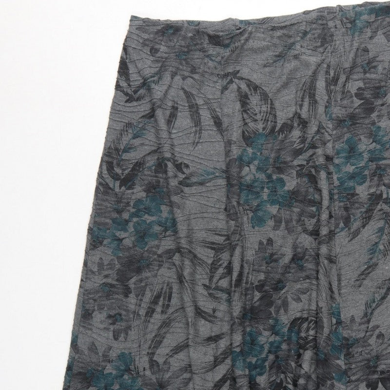 Bonmarché Women Grey Floral A-Line Knee Length Skirt UK 18