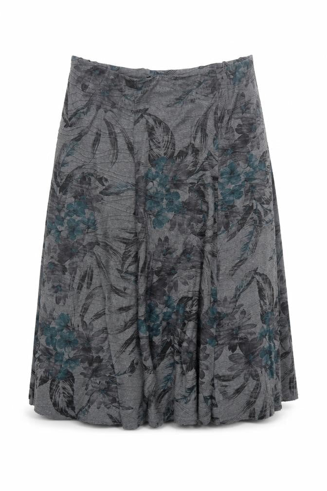 Bonmarché Women Grey Floral A-Line Knee Length Skirt UK 18
