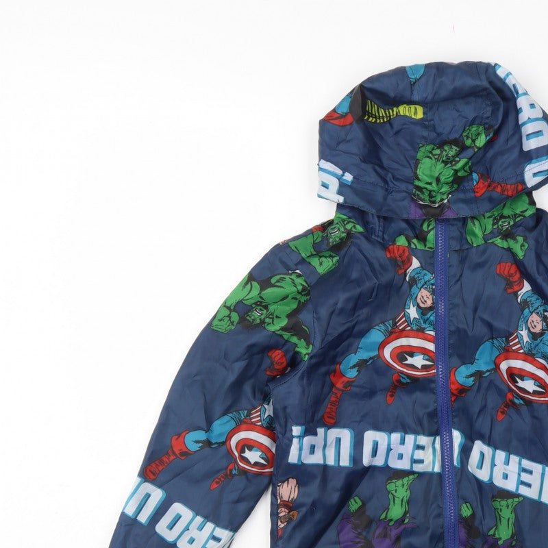 Marvel Boys Blue 7-8 Years Superhero Hooded Padded Zip Jacket