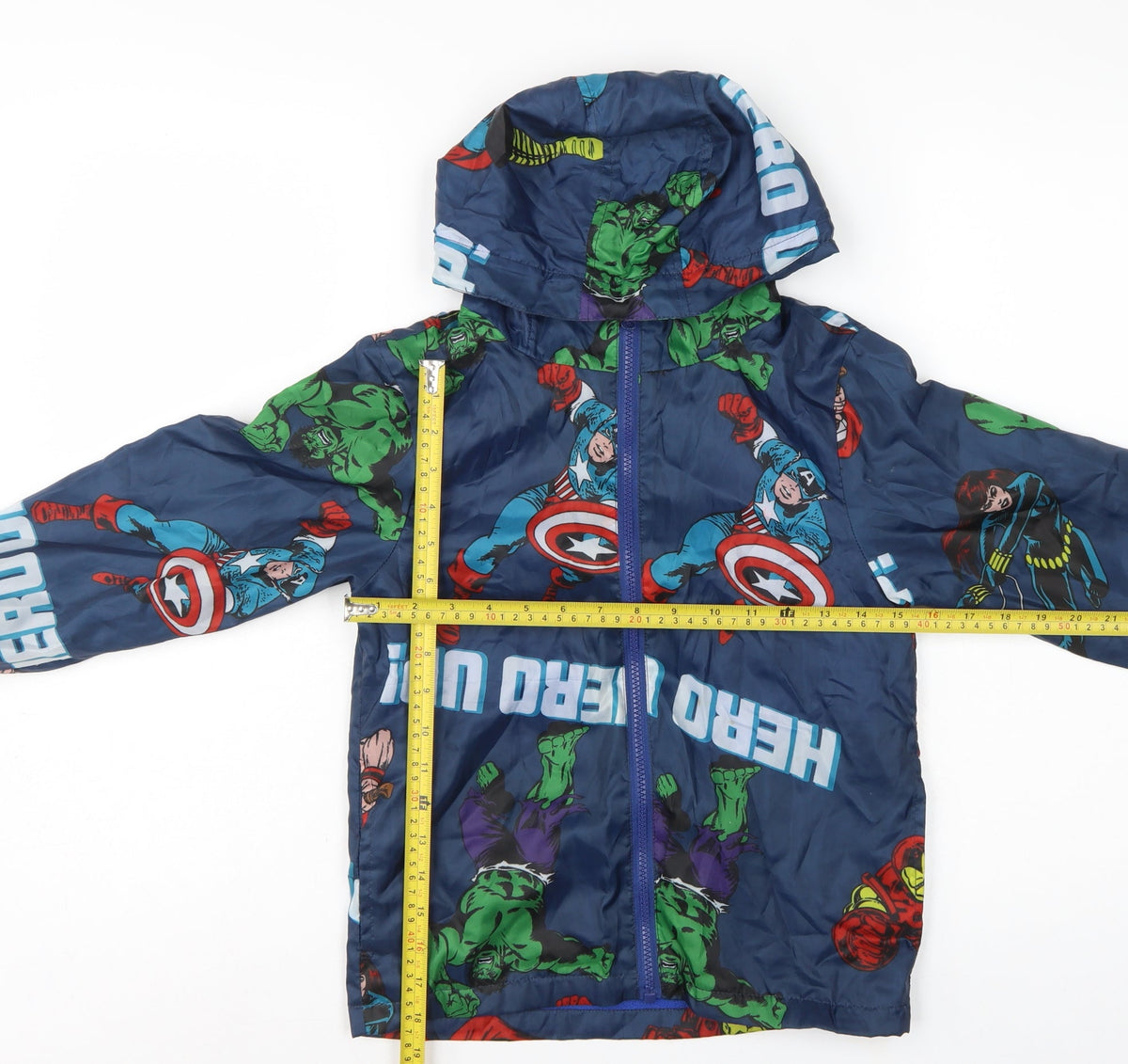 Marvel Boys Blue 7-8 Years Superhero Hooded Padded Zip Jacket