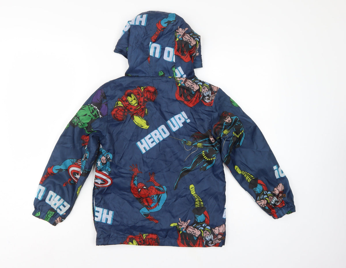 Marvel Boys Blue 7-8 Years Superhero Hooded Padded Zip Jacket