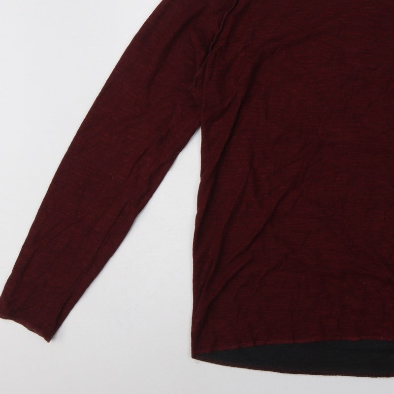Solid Men’s Red Cotton Knit Crew Neck Pocket Jumper 2XL