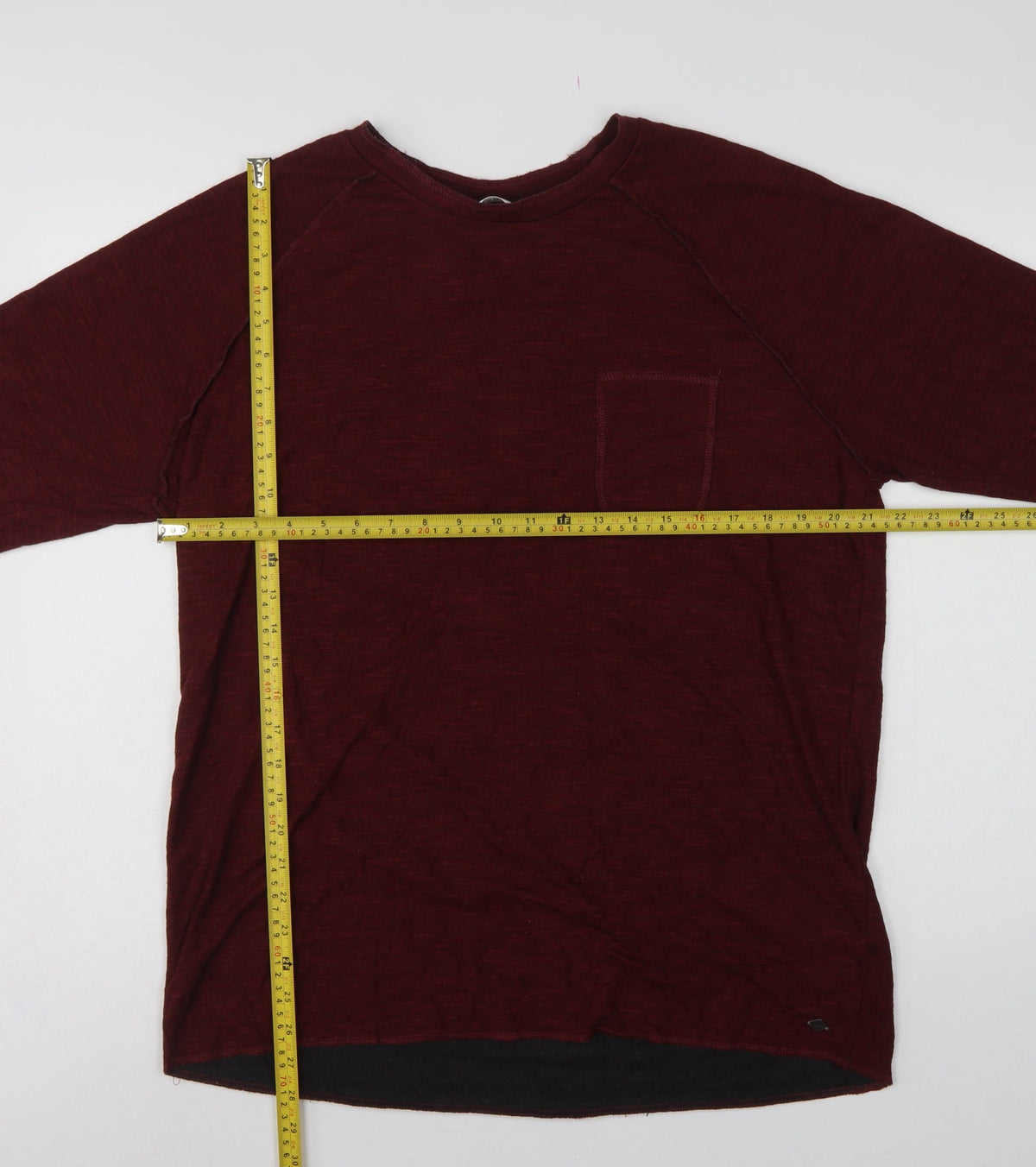 Solid Men’s Red Cotton Knit Crew Neck Pocket Jumper 2XL