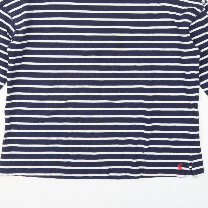 Joules Women Blue White Striped Cotton Boat Neck Long Sleeve Top UK 14