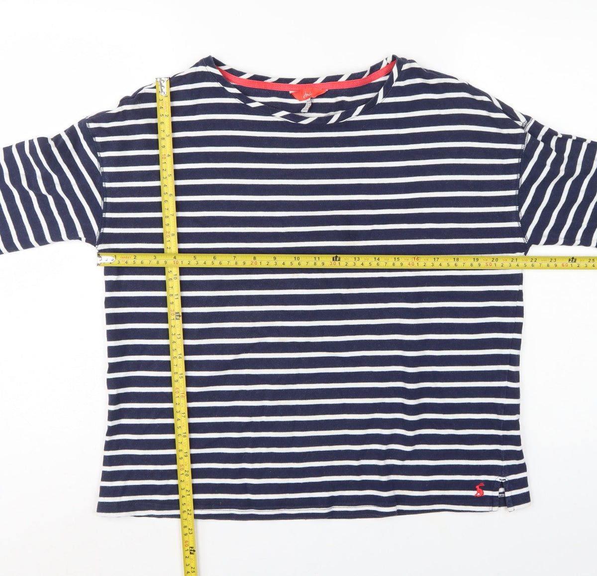 Joules Women Blue White Striped Cotton Boat Neck Long Sleeve Top UK 14