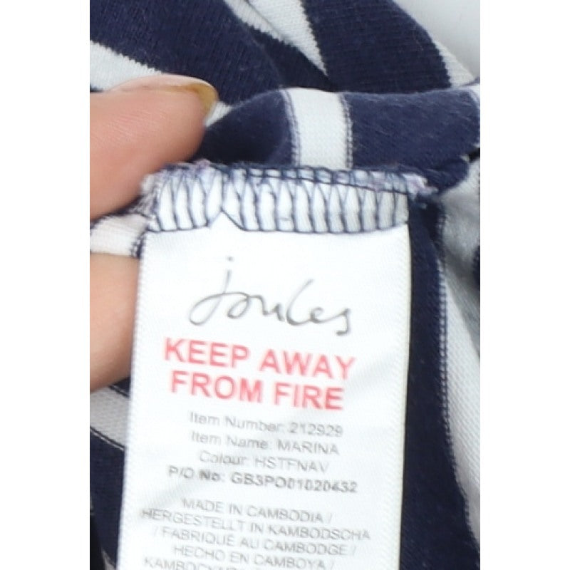 Joules Women Blue White Striped Cotton Boat Neck Long Sleeve Top UK 14