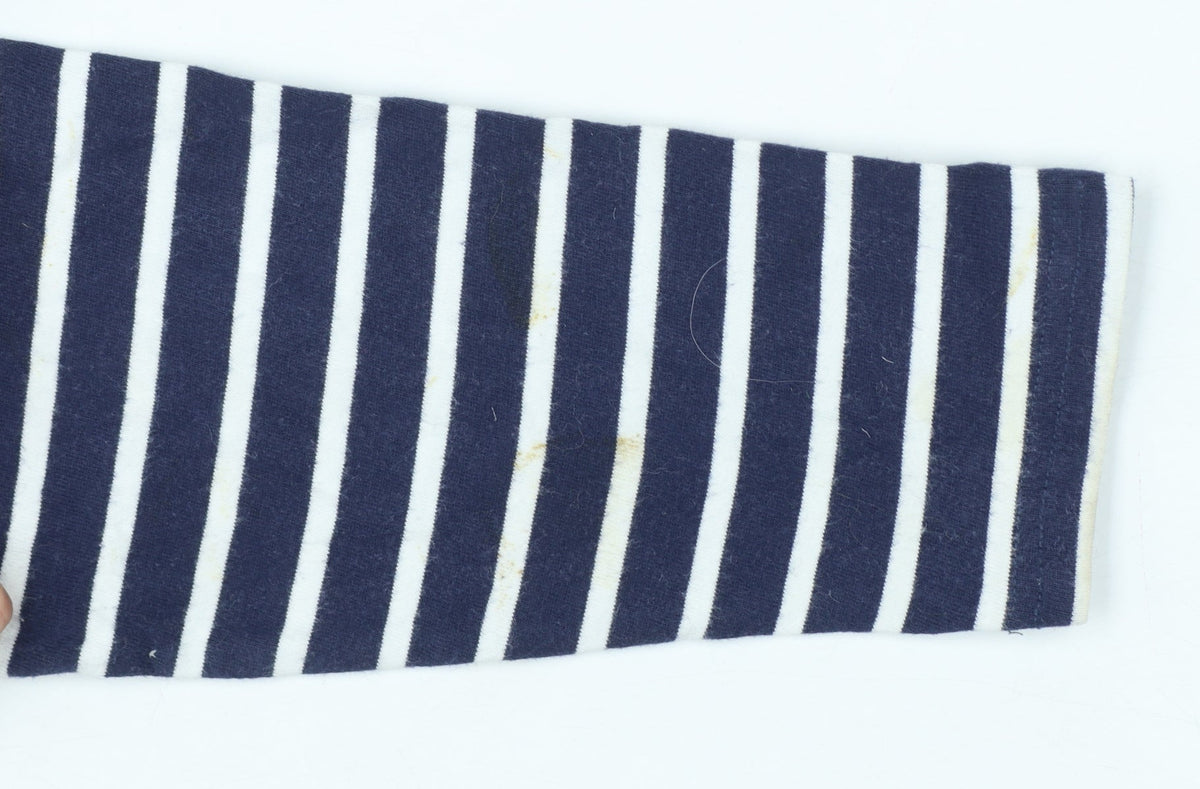 Joules Women Blue White Striped Cotton Boat Neck Long Sleeve Top UK 14