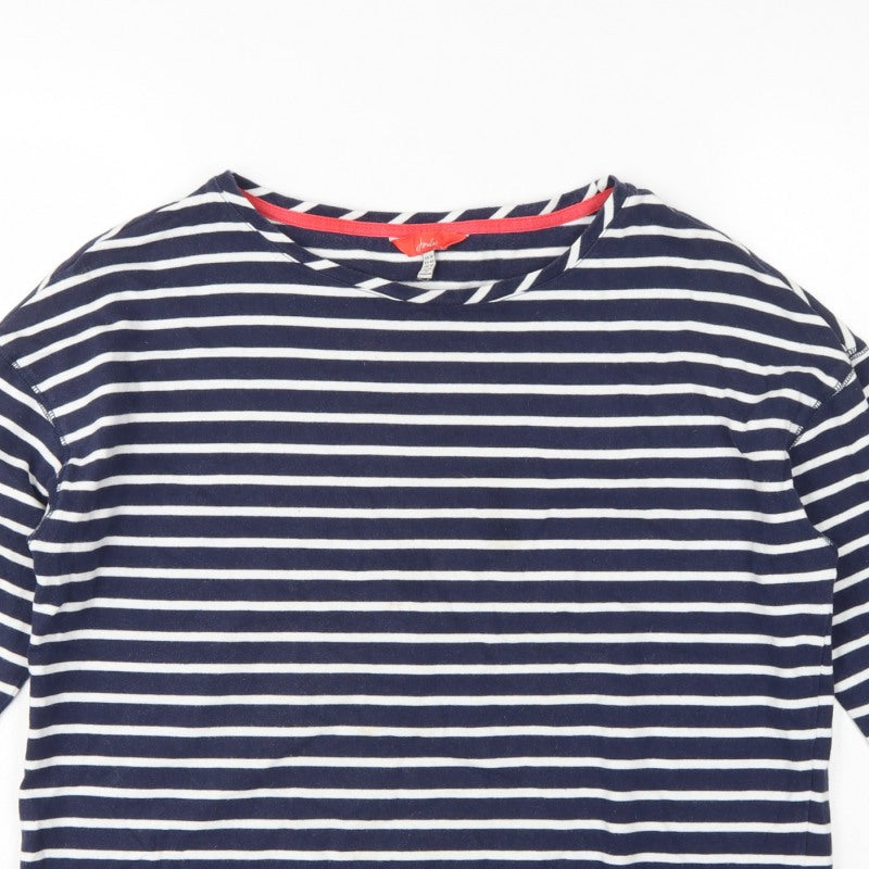 Joules Women Blue White Striped Cotton Boat Neck Long Sleeve Top UK 14