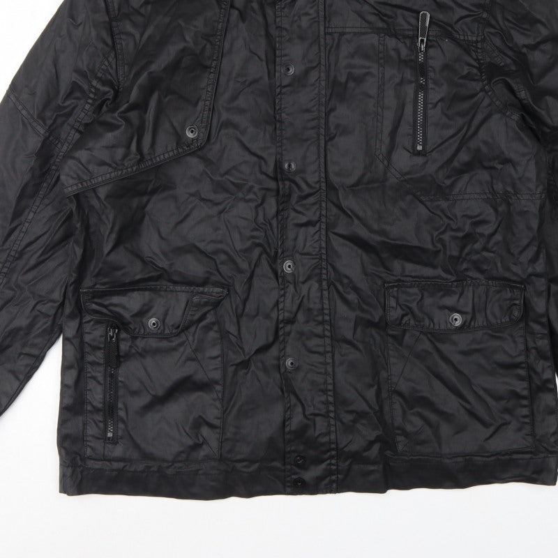 Burton London Men's Black XL Military Jacket Full Zip Multi Pocket