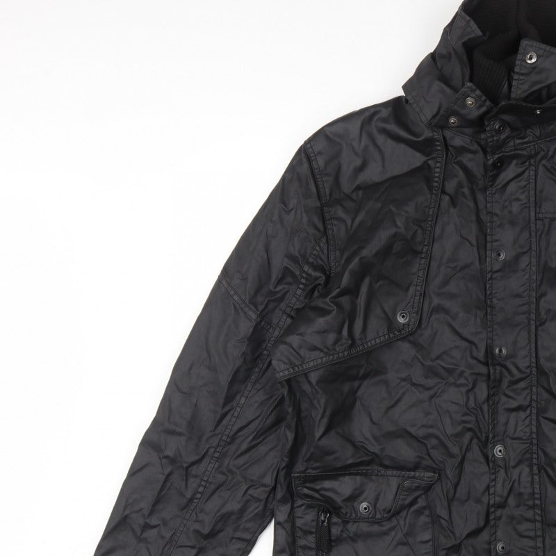 Burton London Men's Black XL Military Jacket Full Zip Multi Pocket
