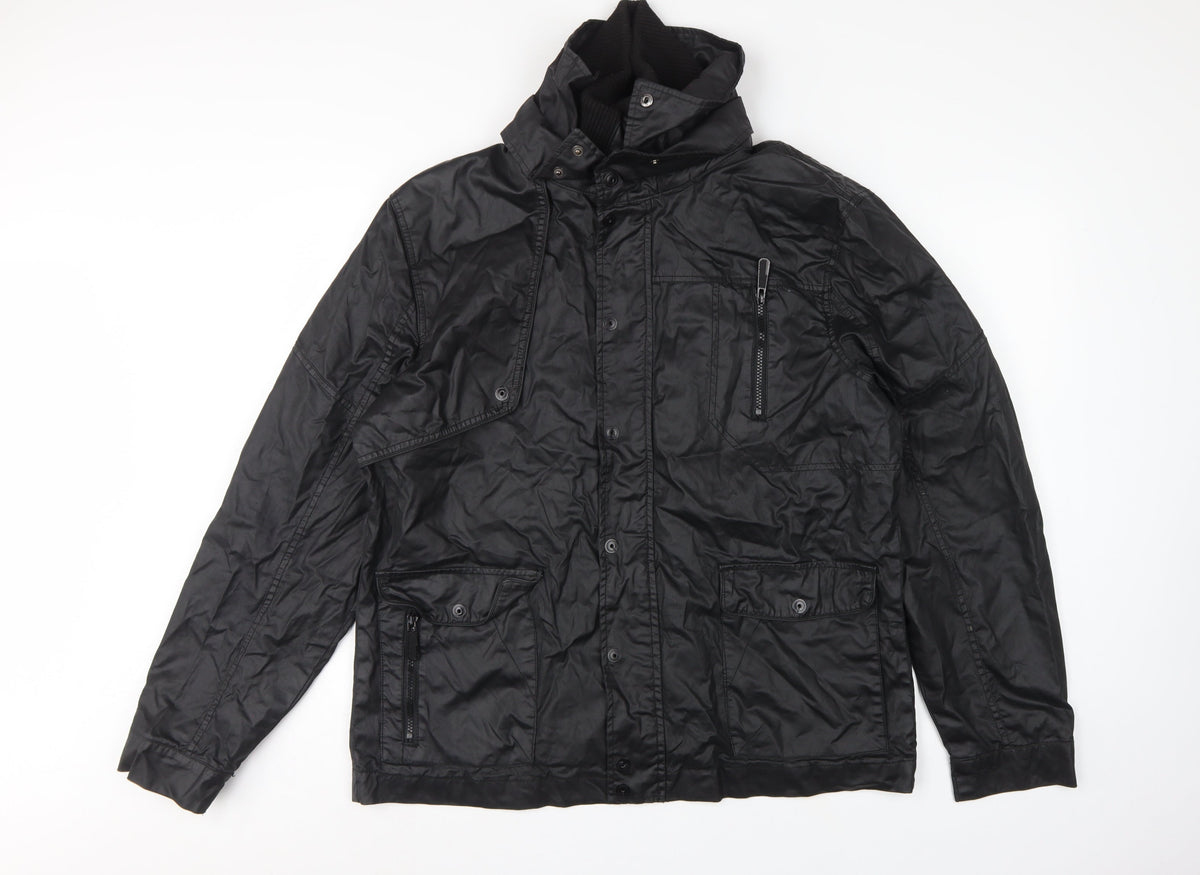 Burton London Men's Black XL Military Jacket Full Zip Multi Pocket