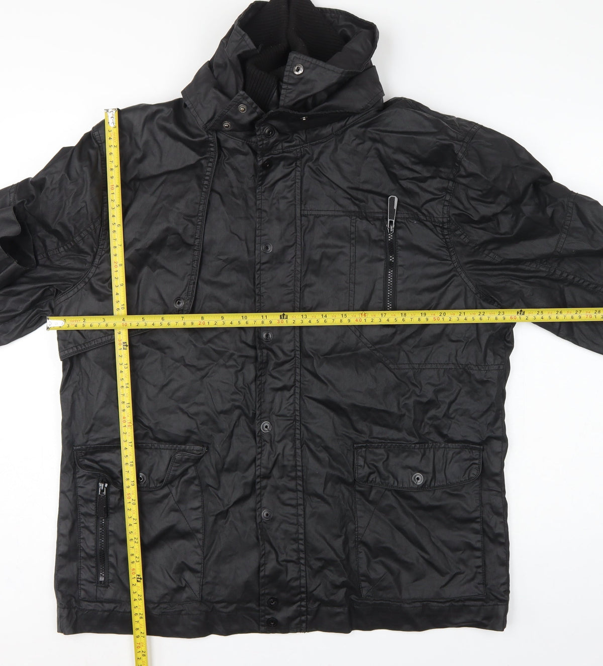 Burton London Men's Black XL Military Jacket Full Zip Multi Pocket