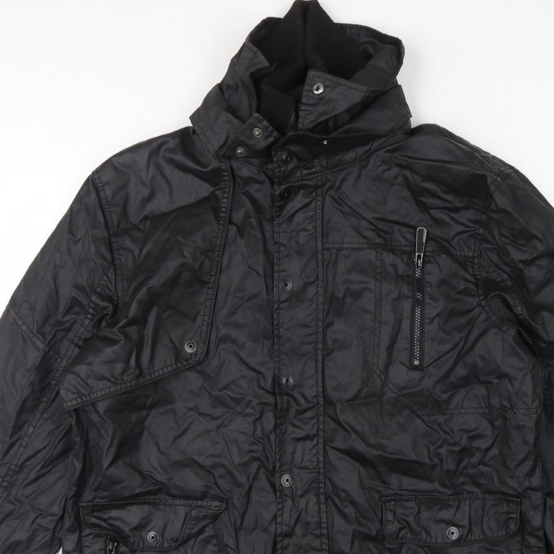 Burton London Men's Black XL Military Jacket Full Zip Multi Pocket