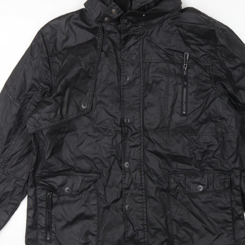 Burton London Men's Black XL Military Jacket Full Zip Multi Pocket