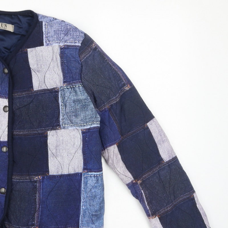 SUN Women's Blue S Basic Patchwork Lined Snap Jacket Made in Italy