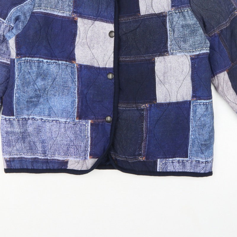 SUN Women's Blue S Basic Patchwork Lined Snap Jacket Made in Italy